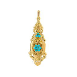 Yellow Gold and Turquoise Pendant