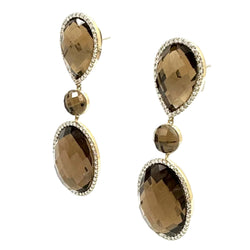 Boucles d'oreilles Pendantes ROBERTO COIN en or jaune, quartz et diamants