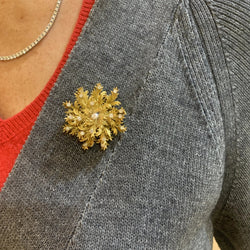 Yellow Gold and Diamond Clip Brooch