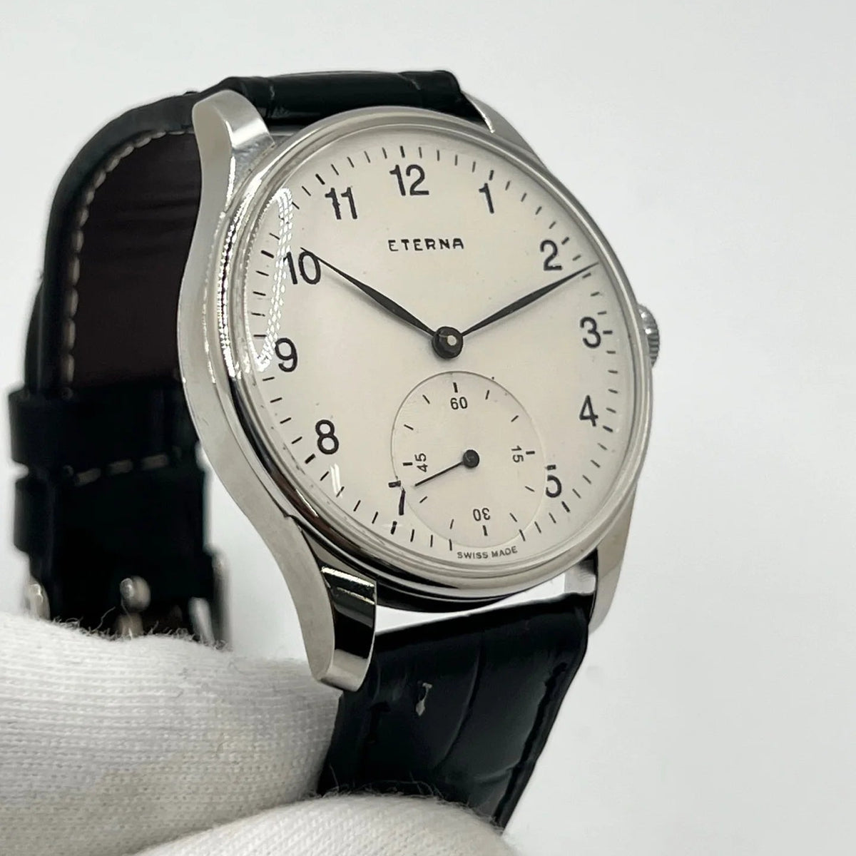 ETERNA "Calatrava" Watch in Stainless Steel and Leather