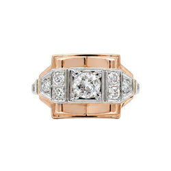 Tank Ring in Rose Gold and Diamonds