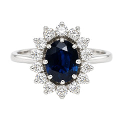 Marguerite Ring in White Gold, Sapphire, and Diamonds