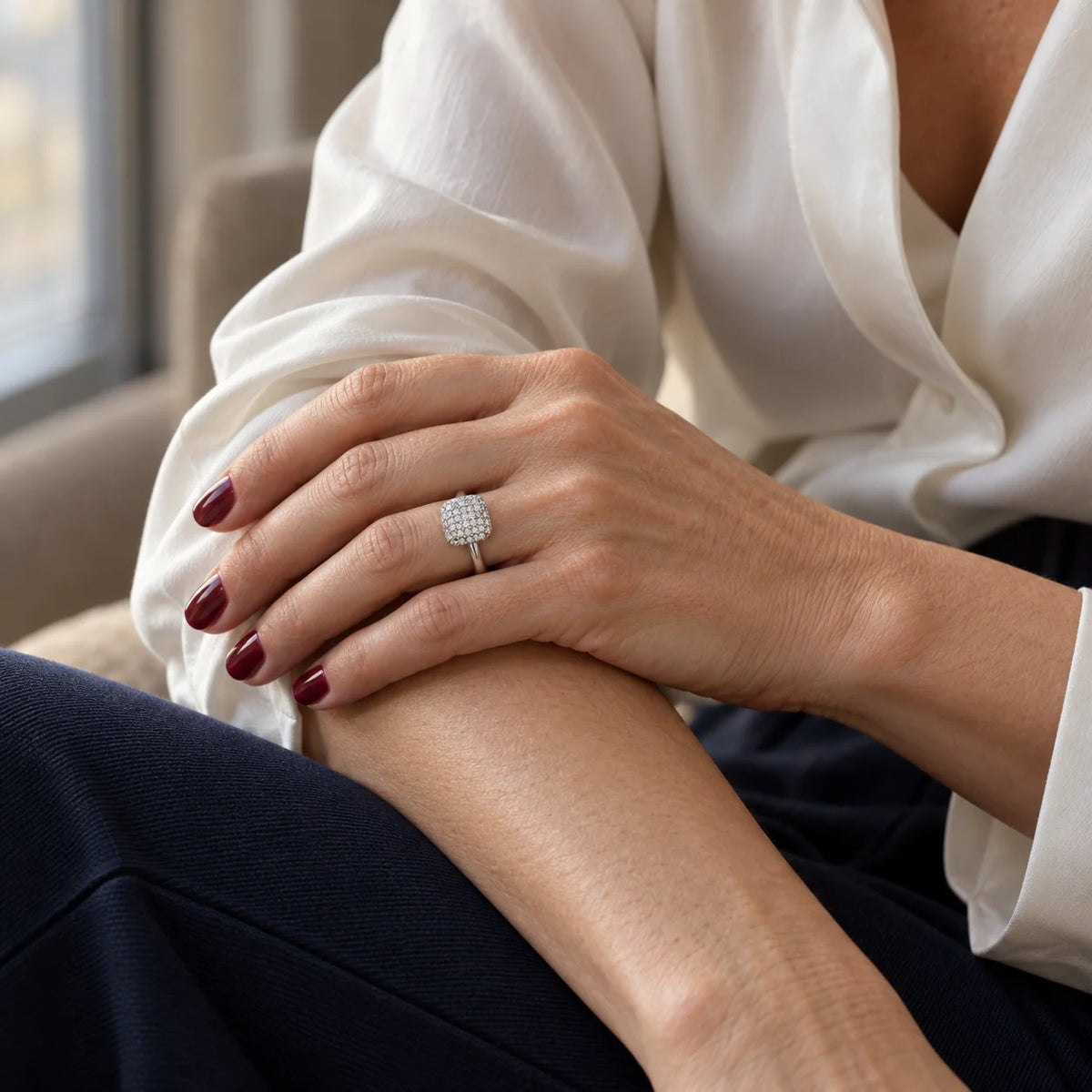 Bague Pavée en or blanc et diamants