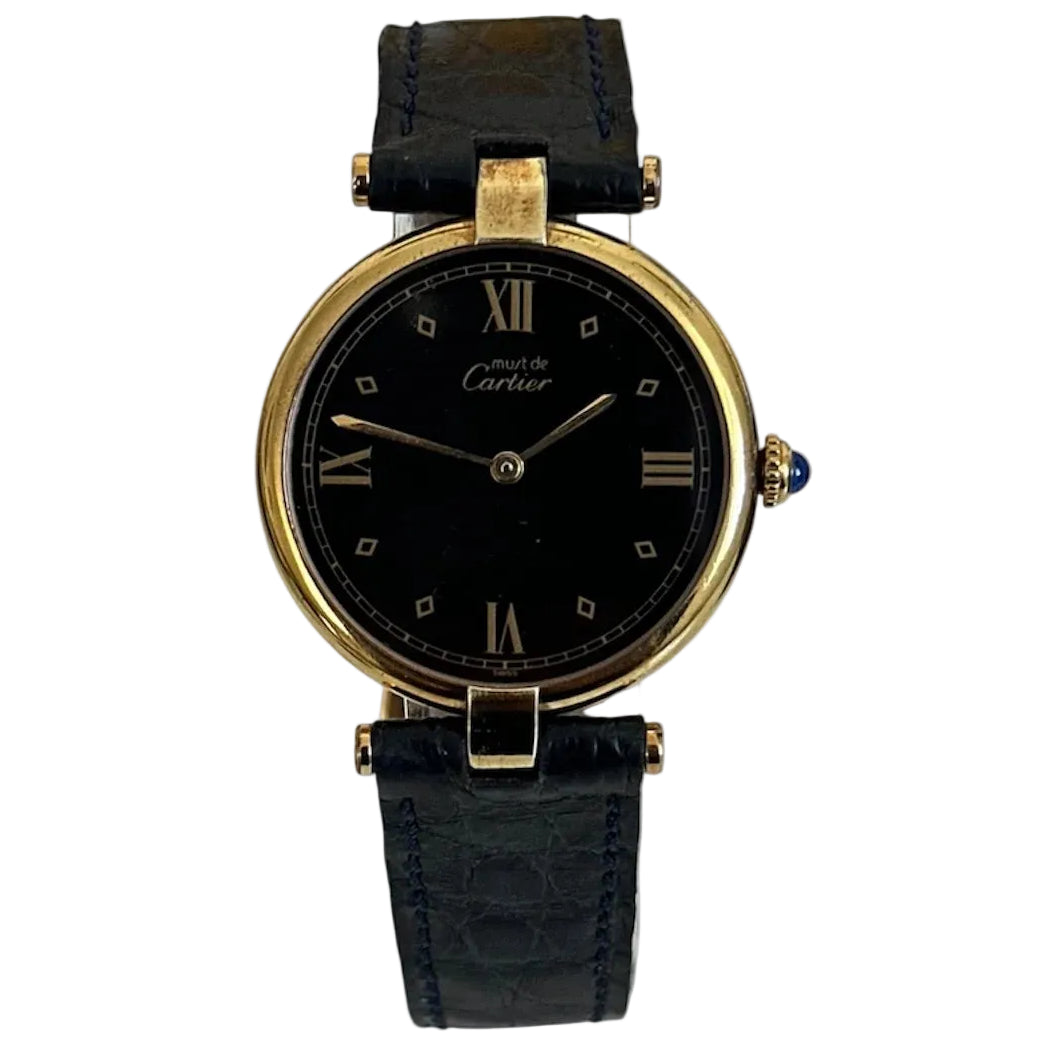 CARTIER "Must de Vendôme" watch in Vermeil and leather