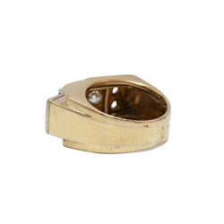 Tank Ring in Yellow Gold, Platinum, and Diamonds