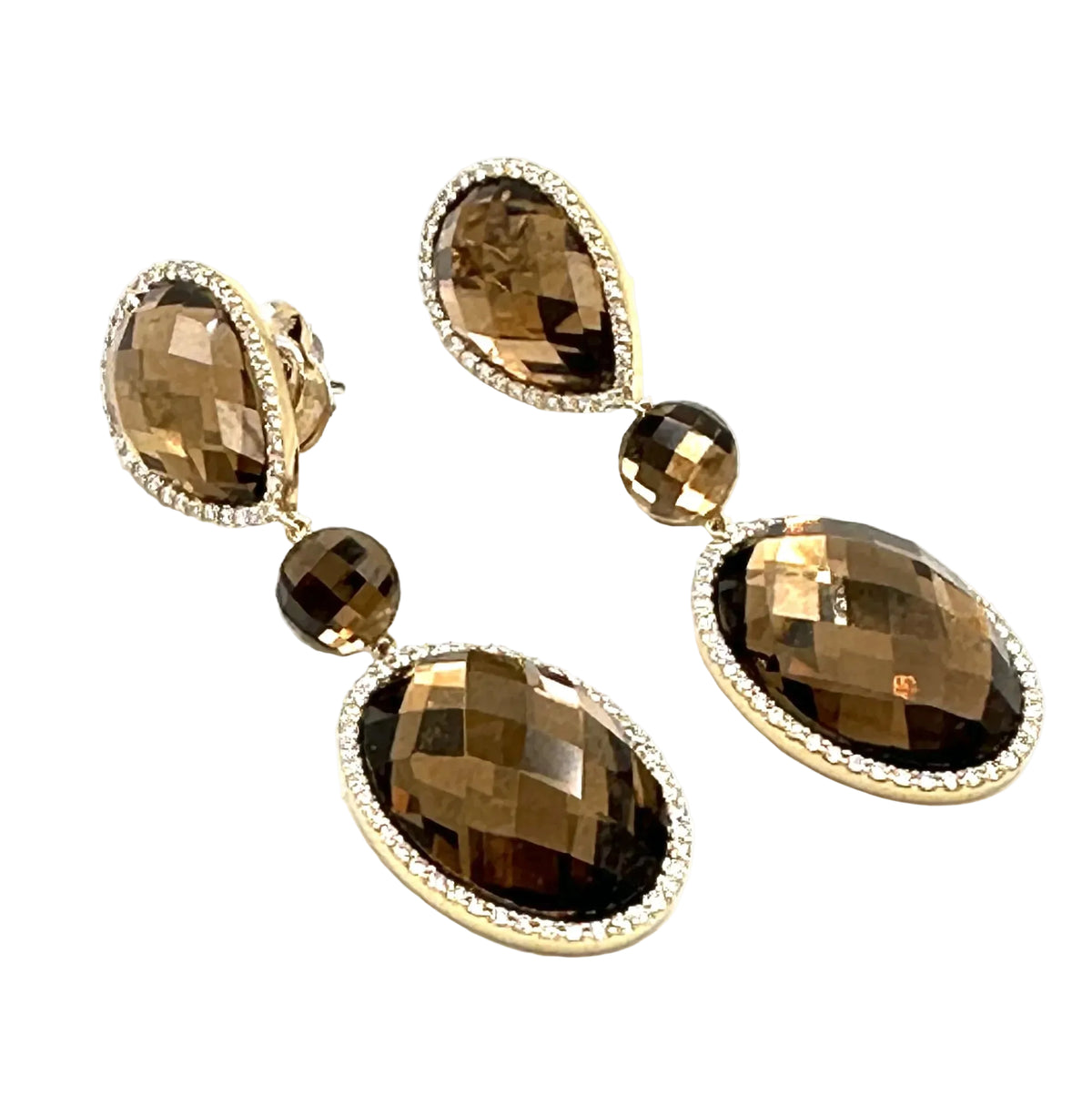 Boucles d'oreilles Pendantes ROBERTO COIN en or jaune, quartz et diamants
