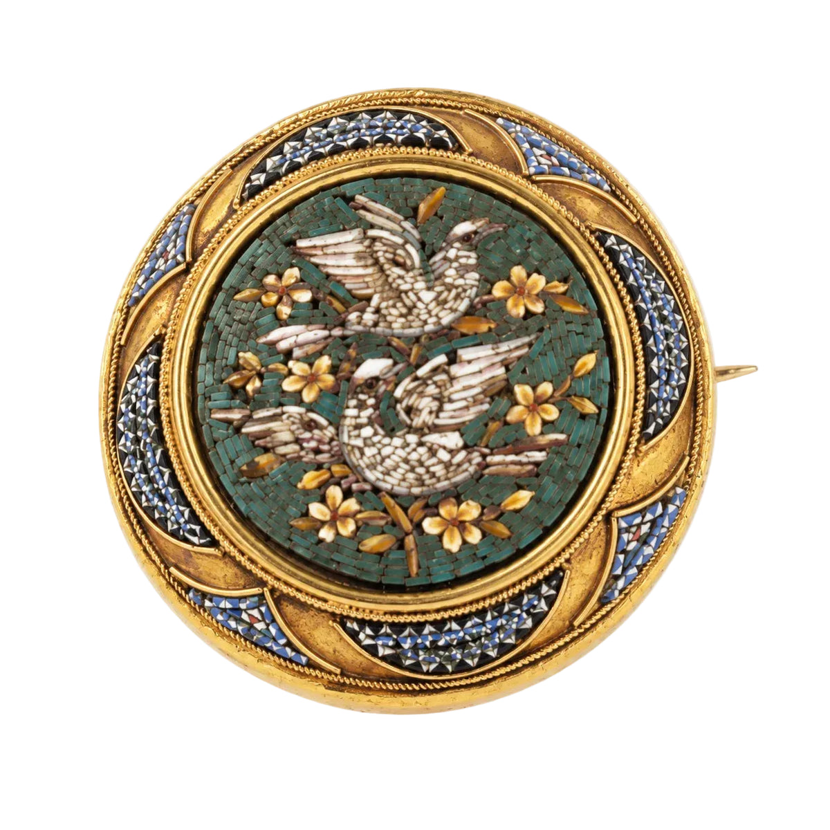 Yellow Gold Brooch with Mosaic Design