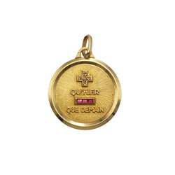AUGIS Medal in yellow gold, red gemstones, and diamonds