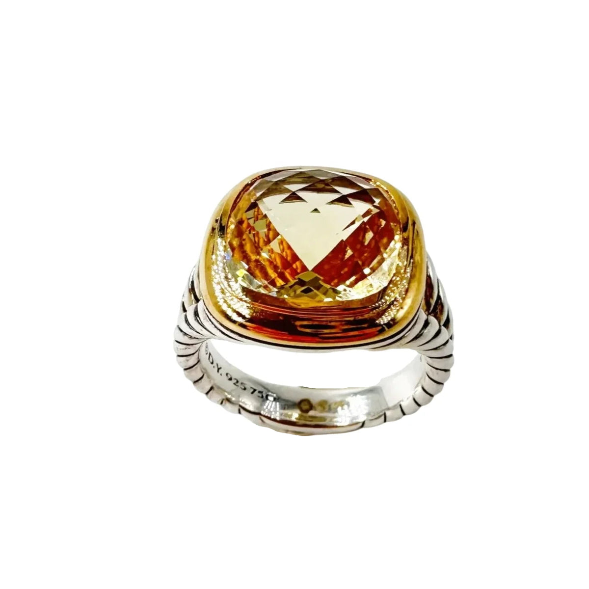 DAVID YURMAN "Albion" Ring in Silver, Yellow Gold, and Citrine