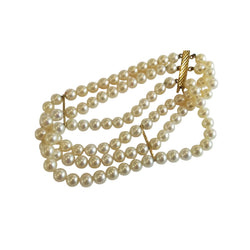 3-Strand Yellow Gold Pearl Bracelet