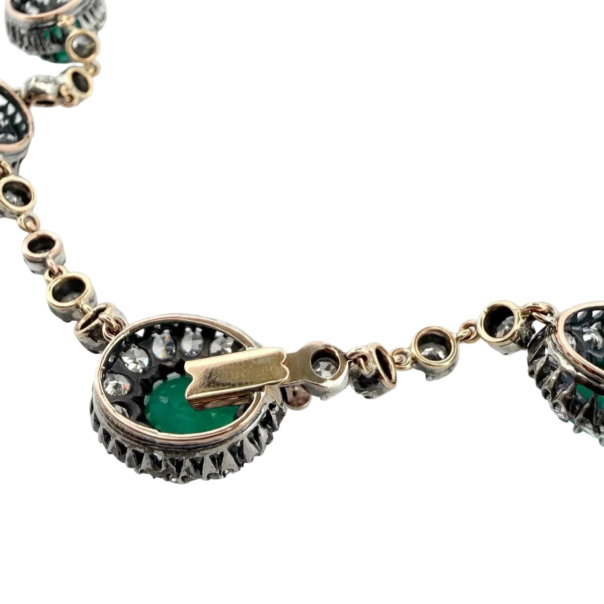 "Rivière" Necklace with Emeralds and Diamonds