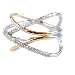 Pave Ring in White gold, Yellow gold, and Diamonds