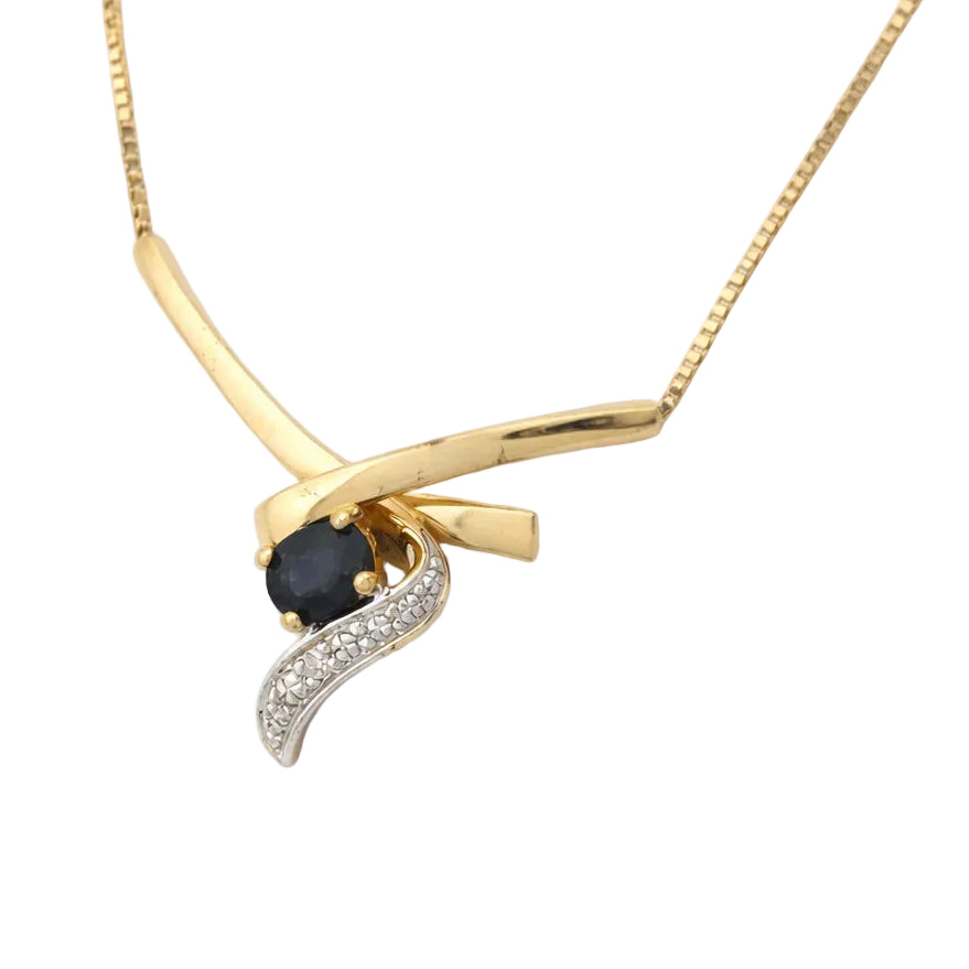 Collier Pendentif en or jaune, saphir et diamants