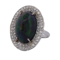 Entourage Ring in white gold, Opal, and Diamonds