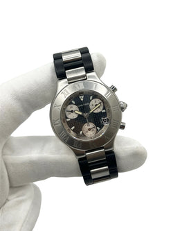 CARTIER "21 Chronoscaph" watch in stainless steel and rubber