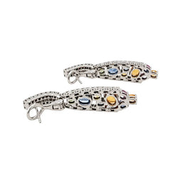 Boucles d’oreilles Pendantes en or blanc, saphirs et diamants