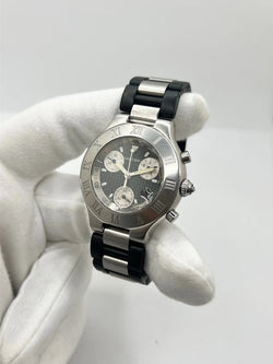CARTIER "21 Chronoscaph" watch in stainless steel and rubber