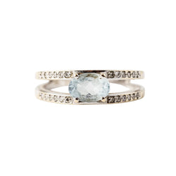 GEMMYO "Cassandra" Ring in white gold, aquamarine, and diamonds