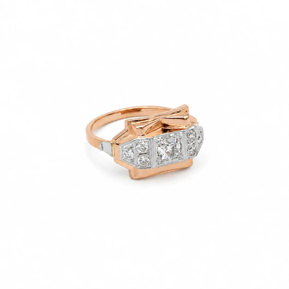 Tank Ring in Rose Gold and Diamonds