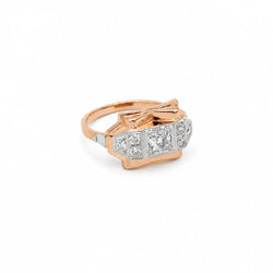 Tank Ring in Rose Gold and Diamonds