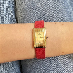 BOUCHERON "Reflet" Watch in yellow gold, diamonds, and leather