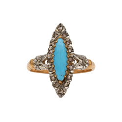 Marquise Ring in White gold, Rose gold, Turquoise, and Diamonds