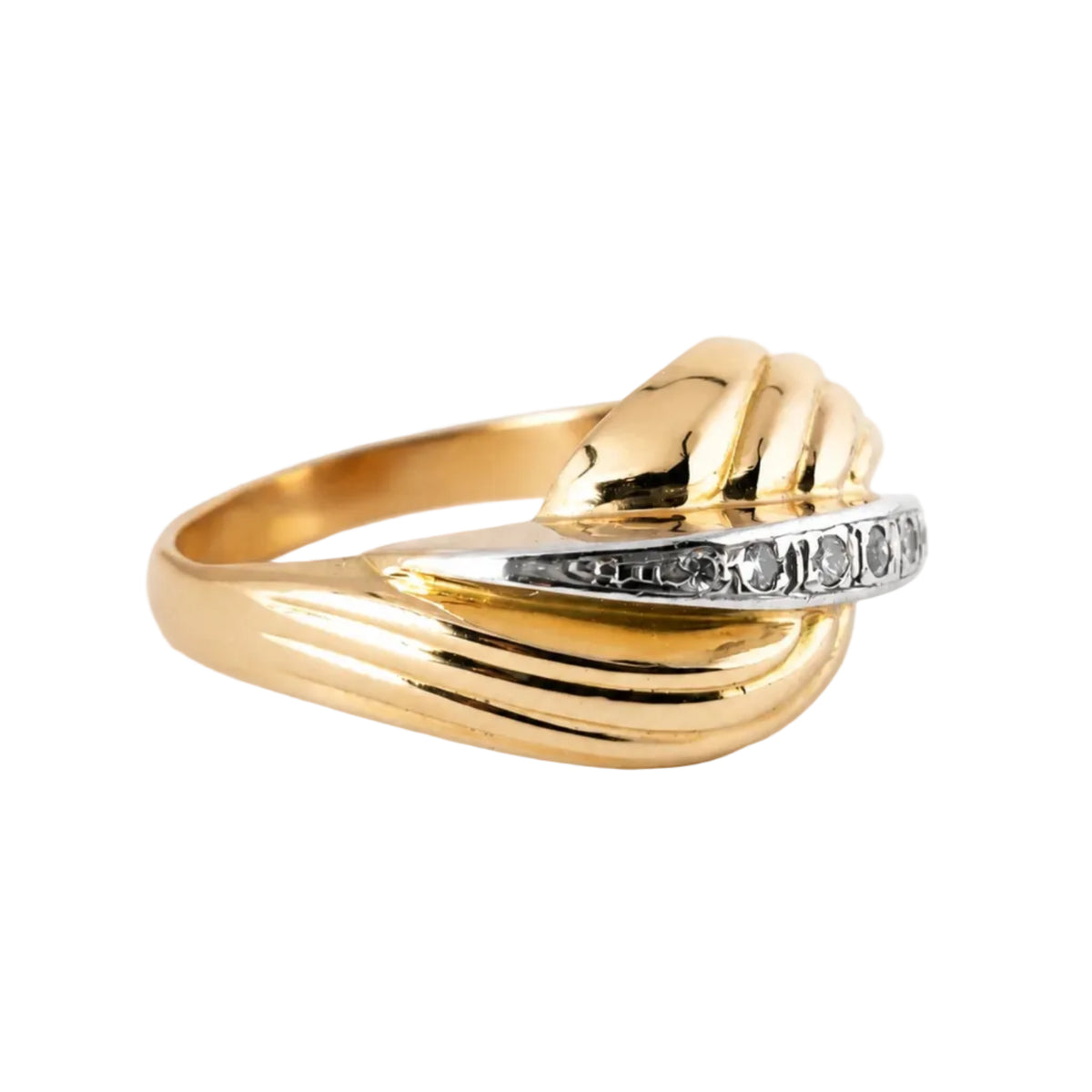 "Dôme" Ring in White Gold, Rose Gold, and Diamonds