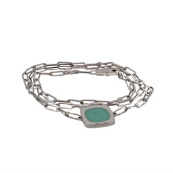 Collier Pendentif DINH VAN Impressions en or blanc et turquoise