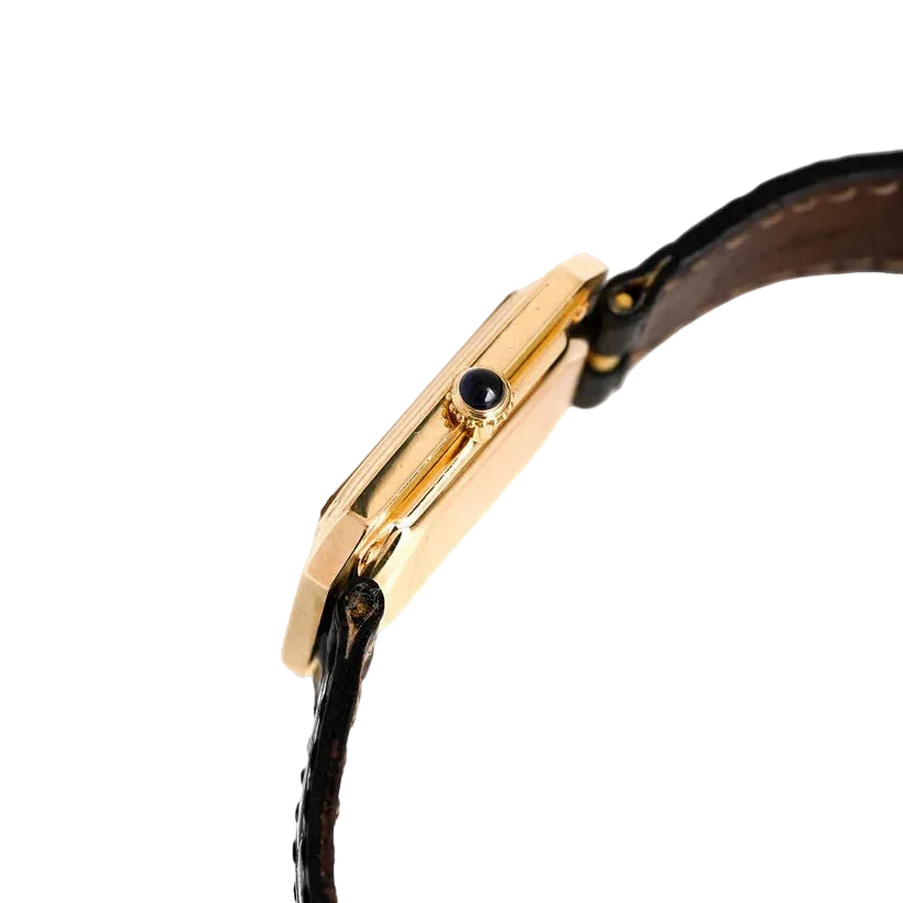 CARTIER "Cristallor" watch in yellow gold, rose gold, and leather