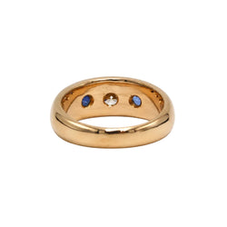 Yellow Gold Bangle Ring with Sapphires and a Diamond