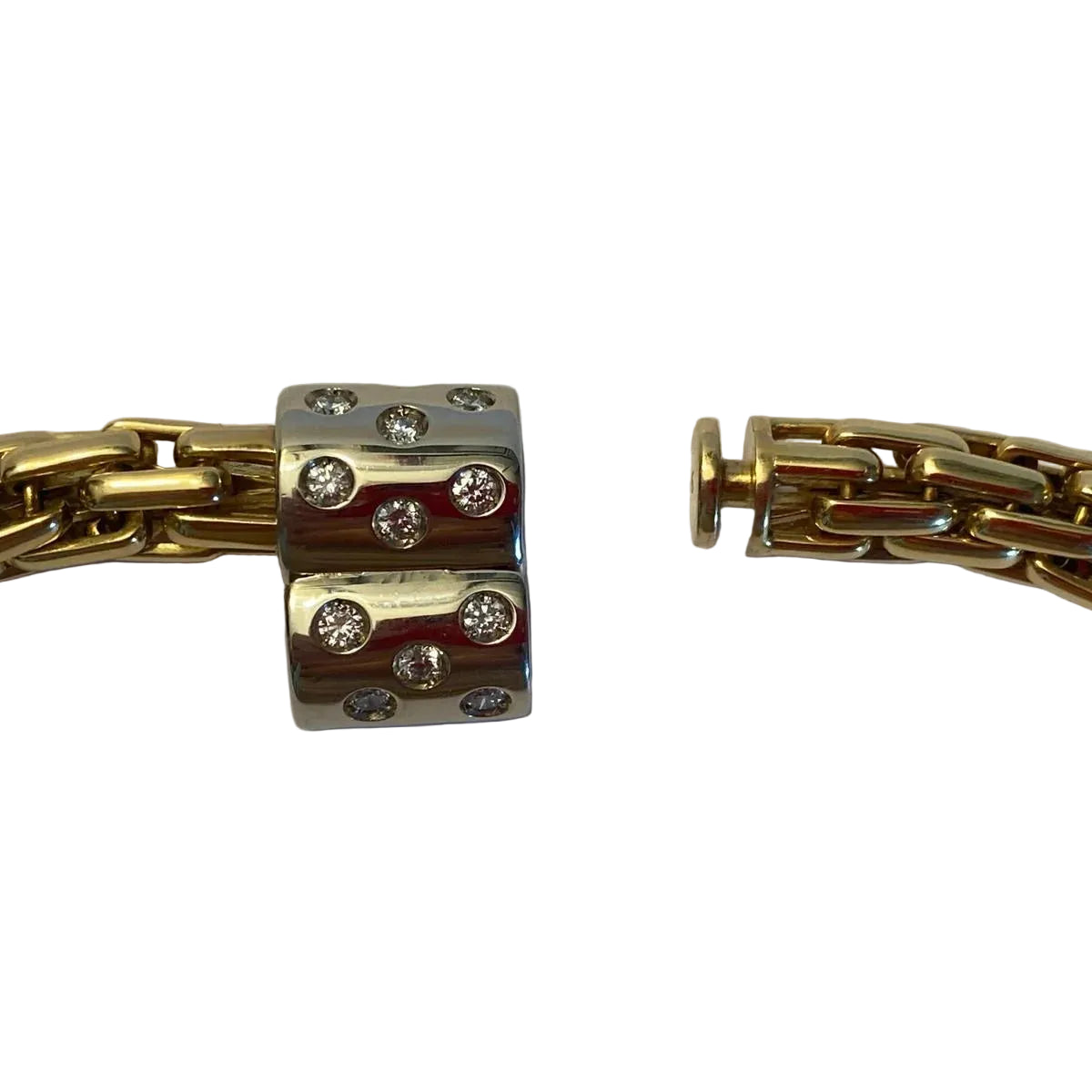 POMELLATO Link Necklace in white gold, yellow gold, and diamonds