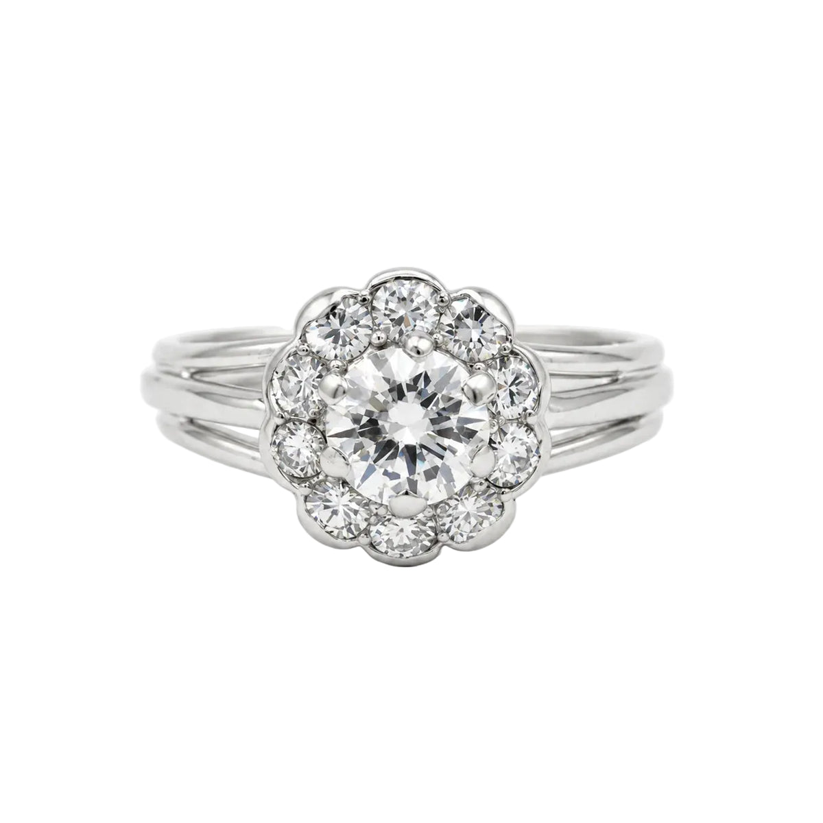Bague Marguerite en platine et diamants