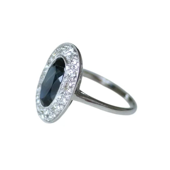 Entourage Ring in Platinum, Sapphire, and Diamonds