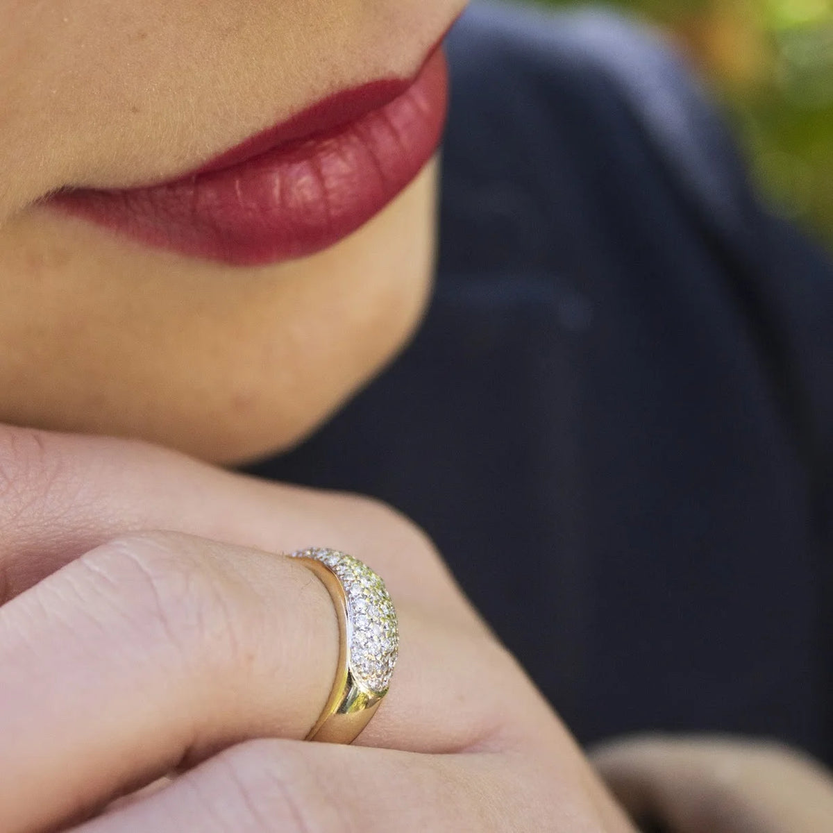 Yellow Gold and Diamond Pave Ring
