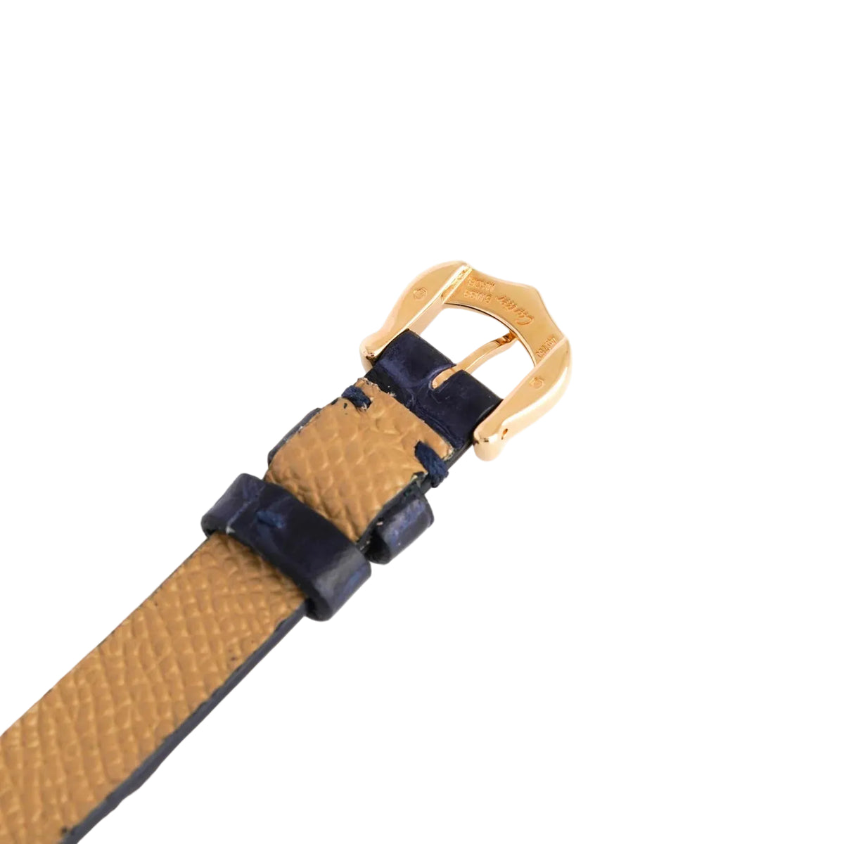 CARTIER "Tank Louis Cartier Mini" watch in yellow gold, stainless steel, and leather