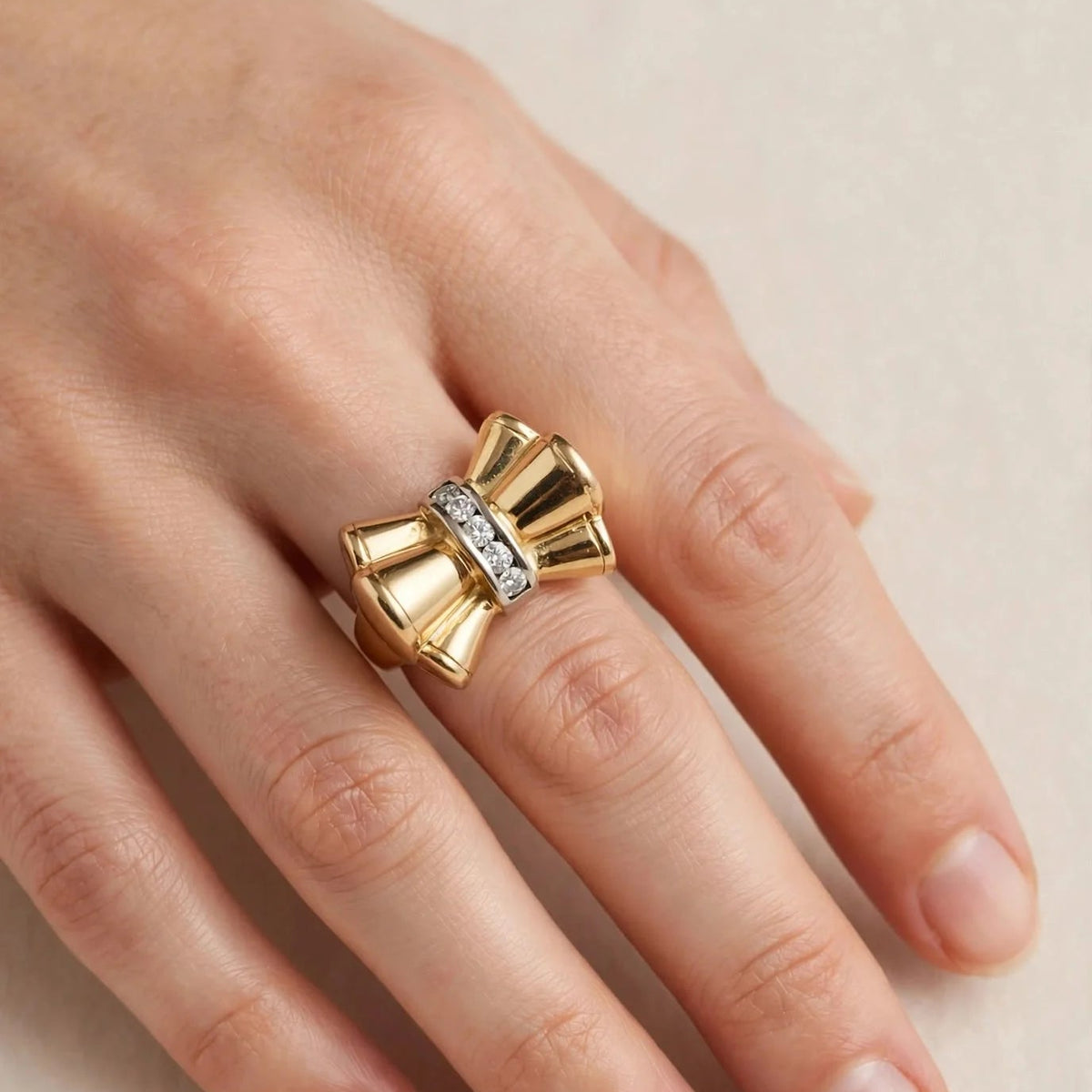 Yellow Gold and Diamond Tank Ring