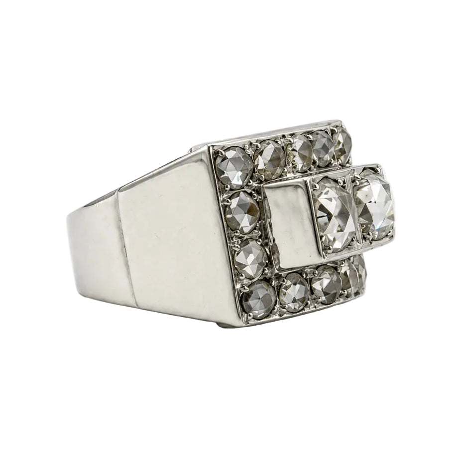 Bague Tank en or blanc et diamants
