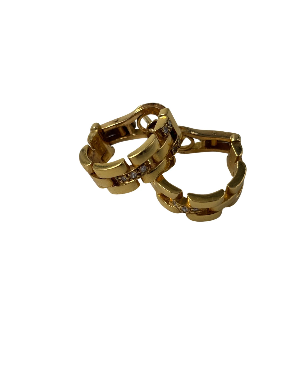 CARTIER Panther Link Earrings in Yellow Gold and Diamonds