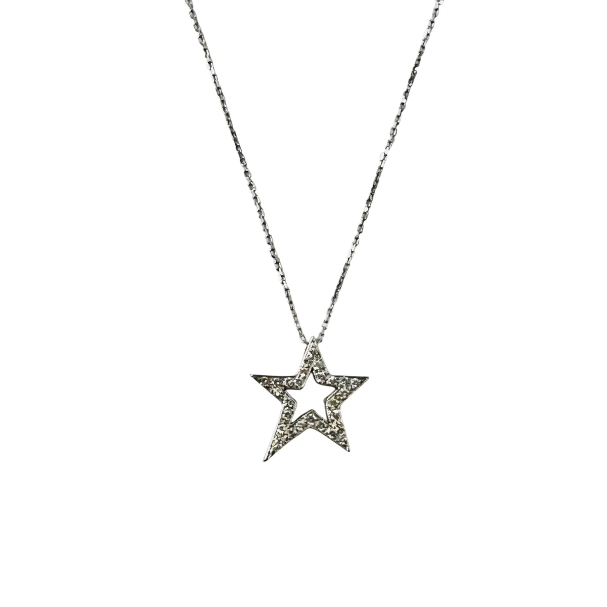 White Gold Star Pendant Necklace with Diamonds