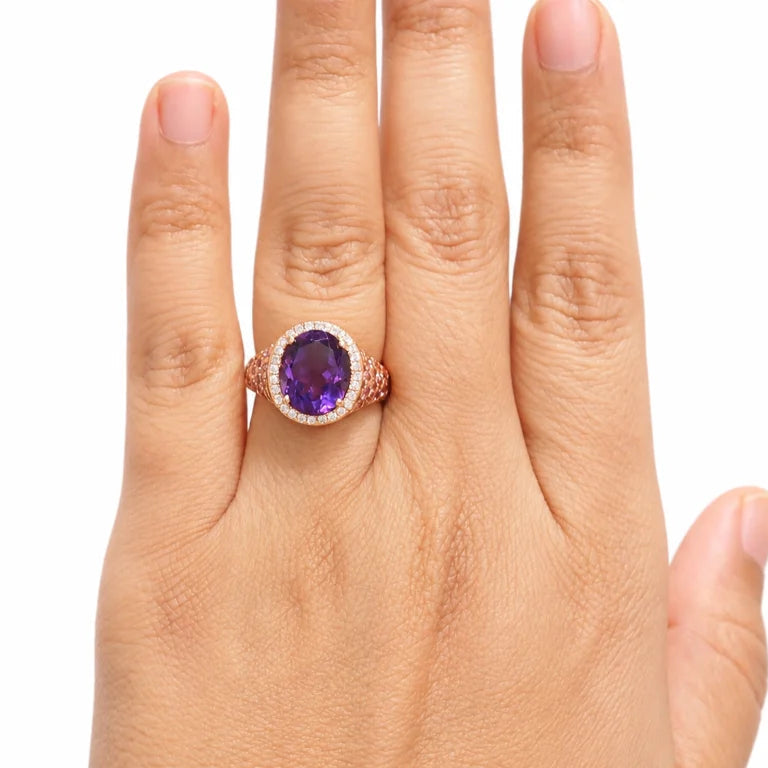 Cocktail Ring in Rose Gold with Amethyst, Tourmalines, and Diamonds