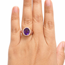 Cocktail Ring in Rose Gold with Amethyst, Tourmalines, and Diamonds