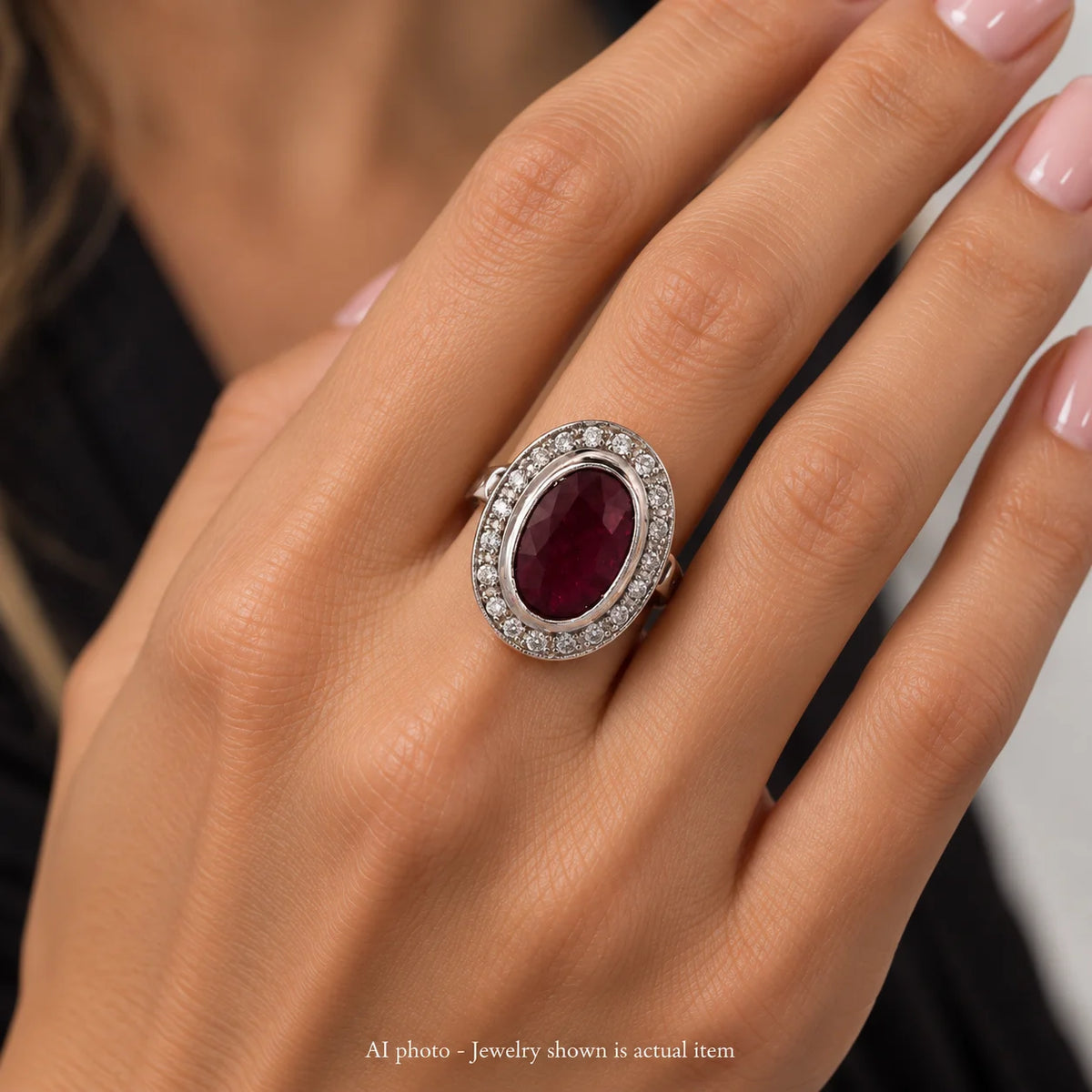 Entourage Ring in white gold, rubies, and diamonds