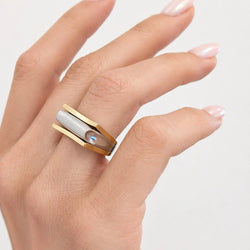 Ring in white gold and yellow gold