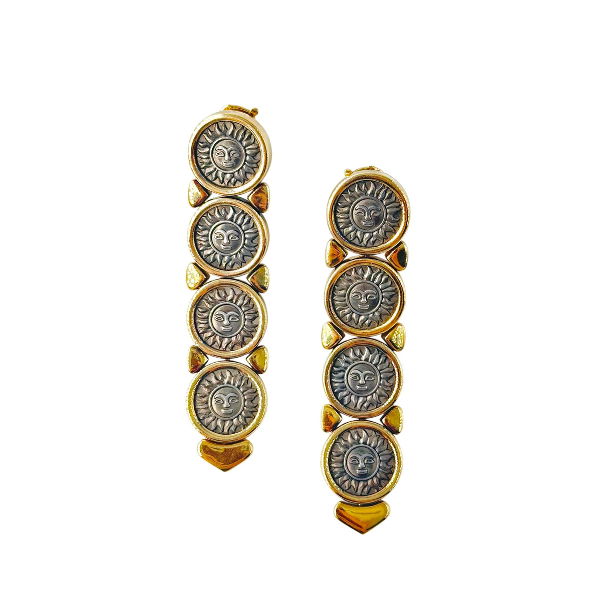Boucles d'oreilles Clips MARINA B Soleil en or jaune et argent