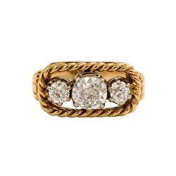 Trilogy Ring in Yellow Gold and Diamonds