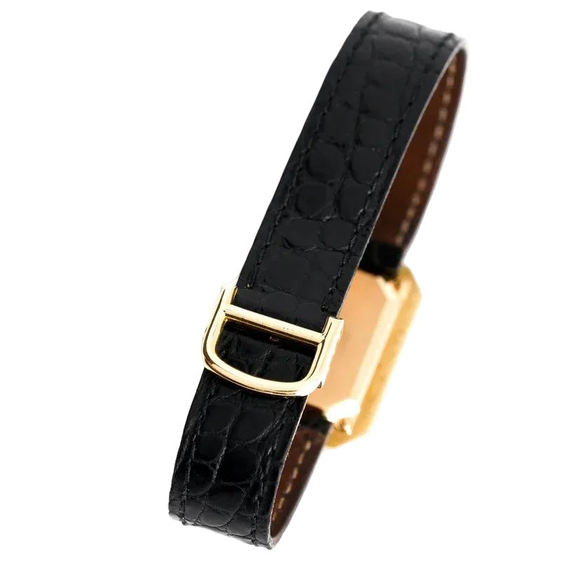 CARTIER "Cristallor" watch in yellow gold, rose gold, and leather
