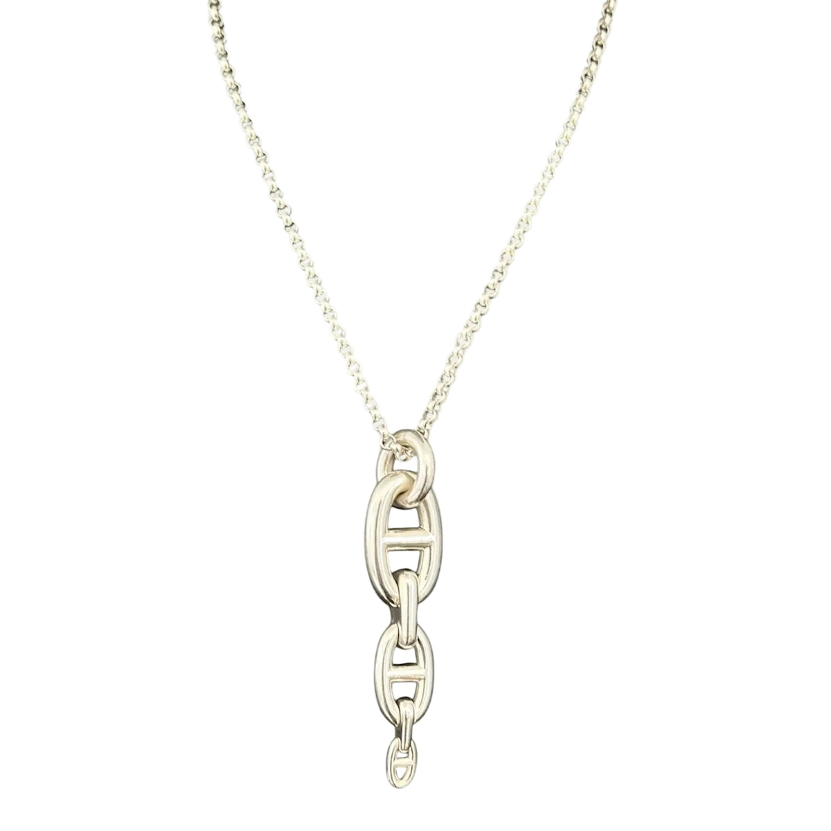 HERMÈS "Chained Anchor" GM Pendant Necklace in Silver