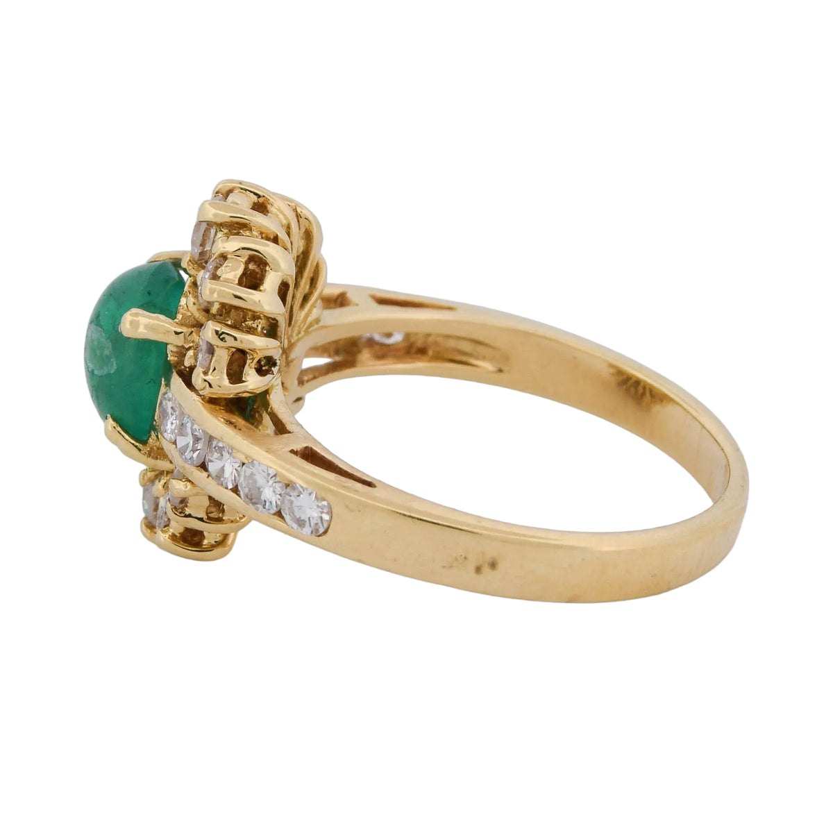"Entourage" Ring in Yellow Gold, Emerald, and Diamonds