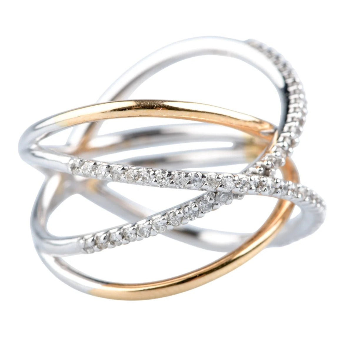 Pave Ring in White gold, Yellow gold, and Diamonds
