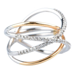 Pave Ring in White gold, Yellow gold, and Diamonds